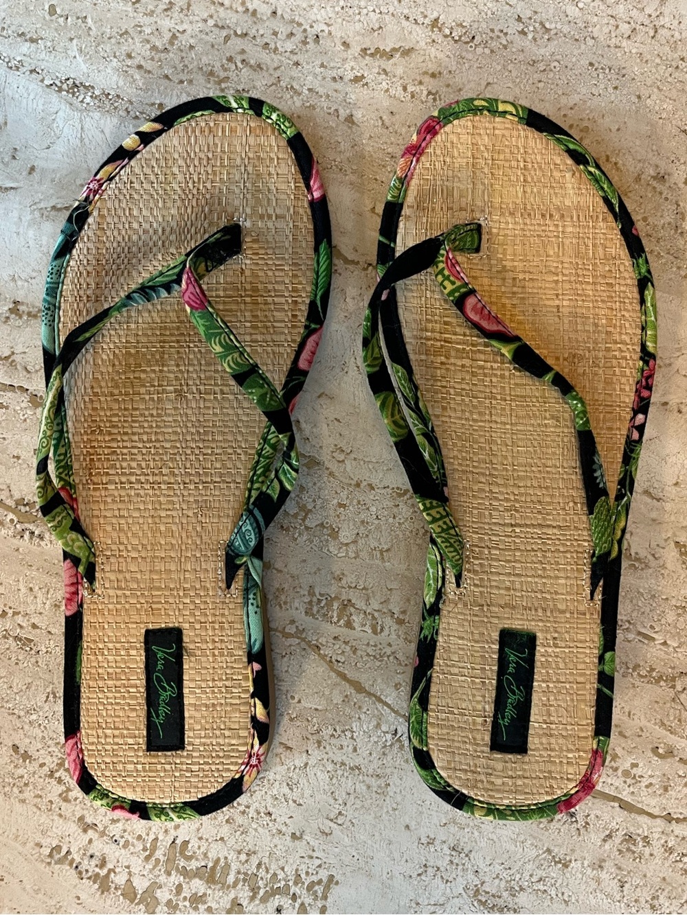 Vera Bradley | Straw Flip Flops / Thongs | Tropical Floral | Size 8?